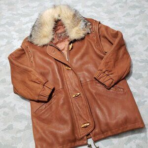 Vintage Fur Creation Jacket Womens Large Brown Leather Thermolite Full Zip